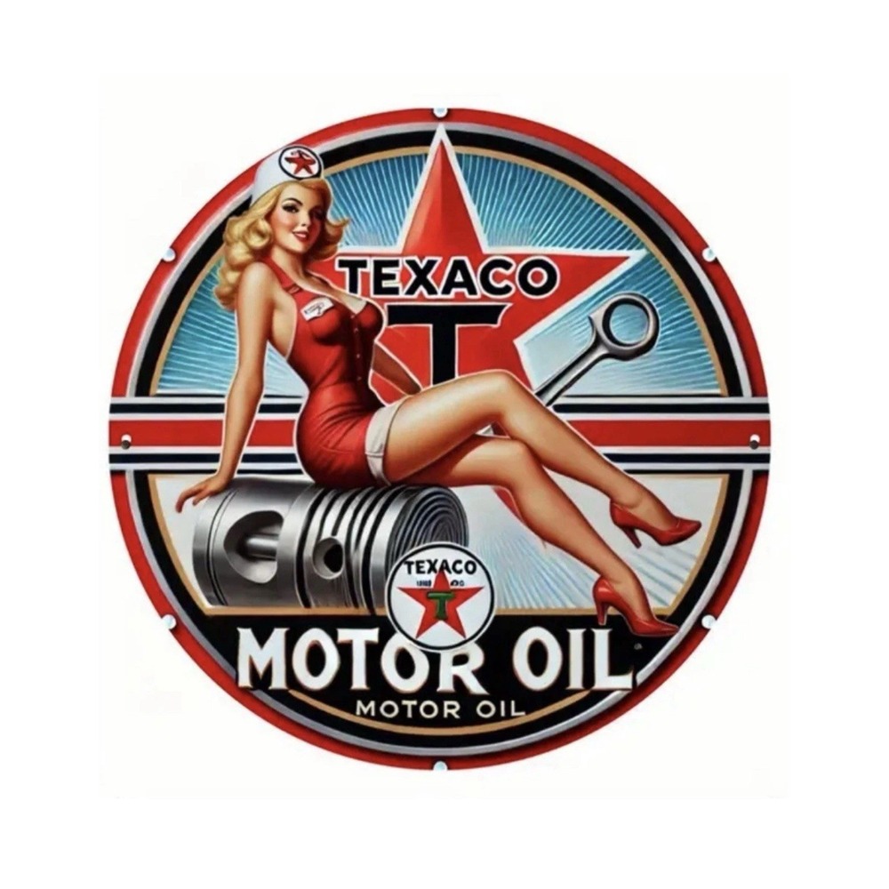 New Texaco Motor Oil Girl Vintage Metal Sign 8x8 Man Cave Garage Bar Game Room